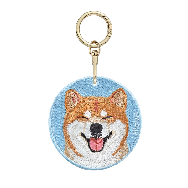 Emjour Embroidered Keychain -  Shiba Inu (Blue)