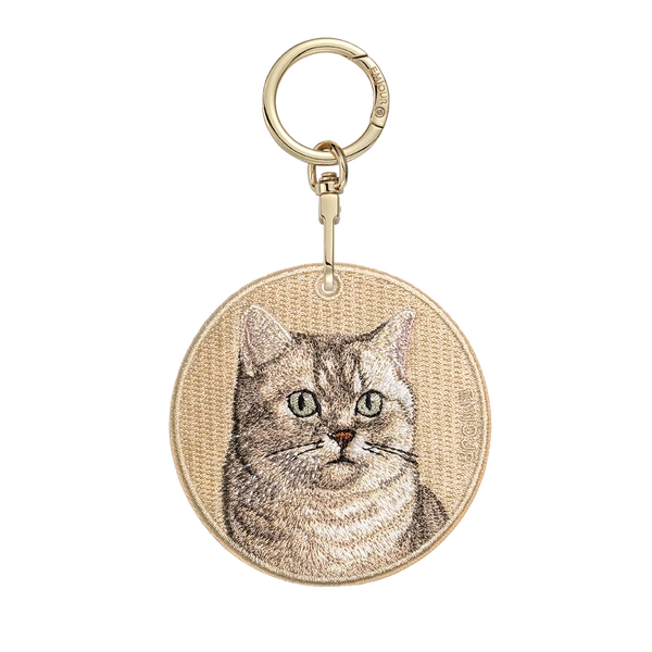 Emjour Embroidered Keychain - Silver Gradient British Shorthair Cat