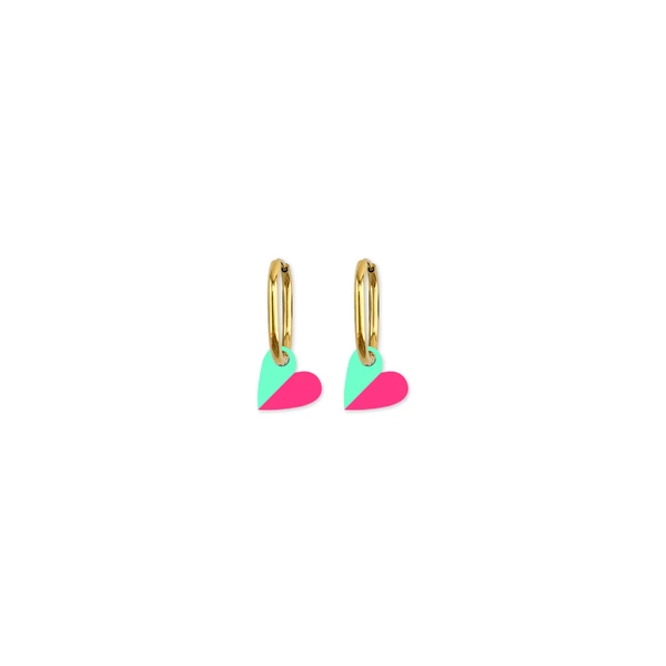 Moe Moe Design Earrings - Cami Vovo Heart Bold Pink/Mint