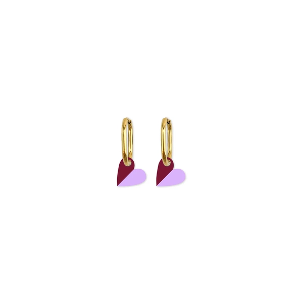 Moe Moe Design Earrings - Cami Vovo Heart Bold Lavender/Burgundy