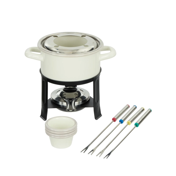 Davis & Waddell Daylesford Enamel 4 Person Fondue Set Cream