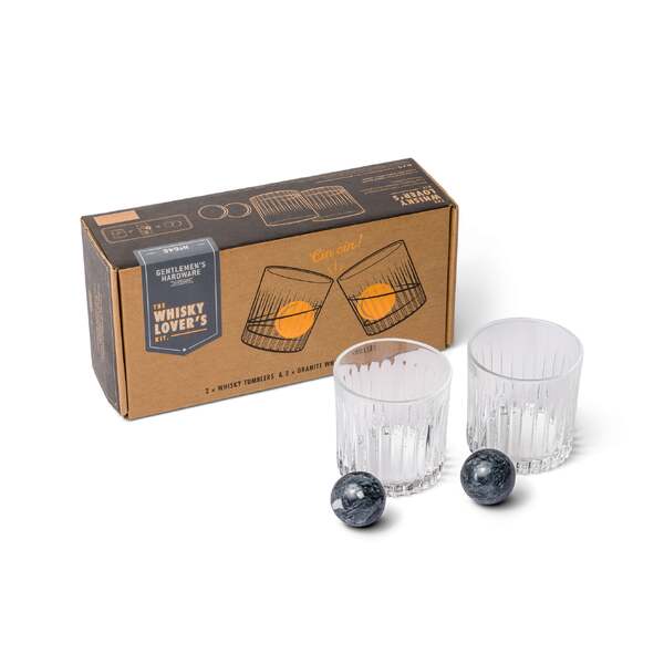 Gentlemen's Hardware Cocktail Tumbler and Whisky Stones Set