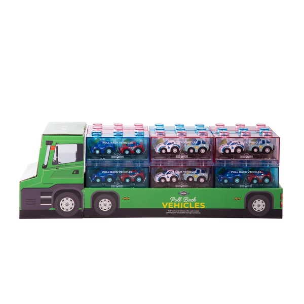 Discovery Zone Pull Back Vehicles – Mini-2pcs Set (18 Assorted)