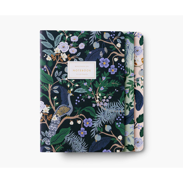 Rifle Paper Co. Pack of 3 Stitched Notebooks Ruled Large Peacock