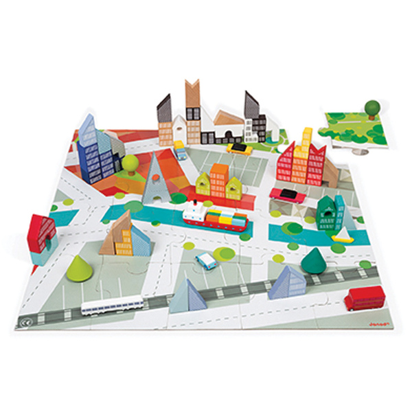 Janod City Blocks and Puzzle Set