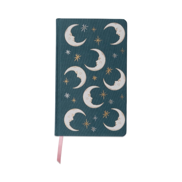 Celestial Journal Cloth Coloured Teal Moon
