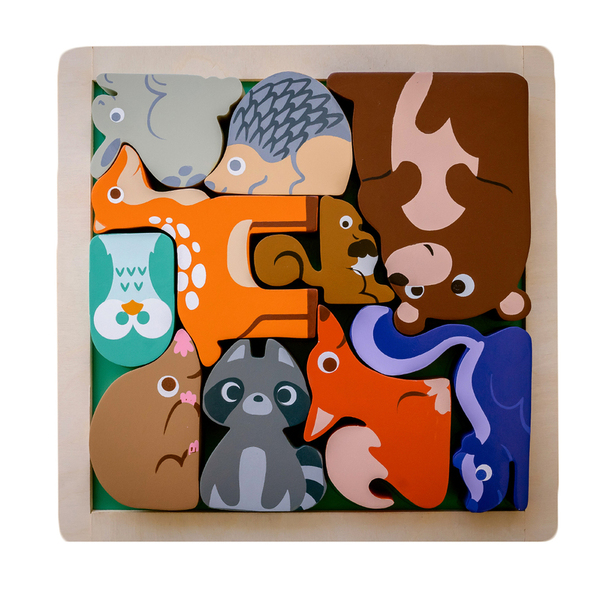 Kiddie Connect Woodland Animal Chunky Puzzle  ( Wood )