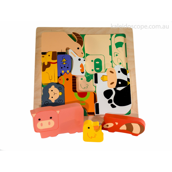 Kiddie Connect Farm Animal Chunky Puzzle (wood)