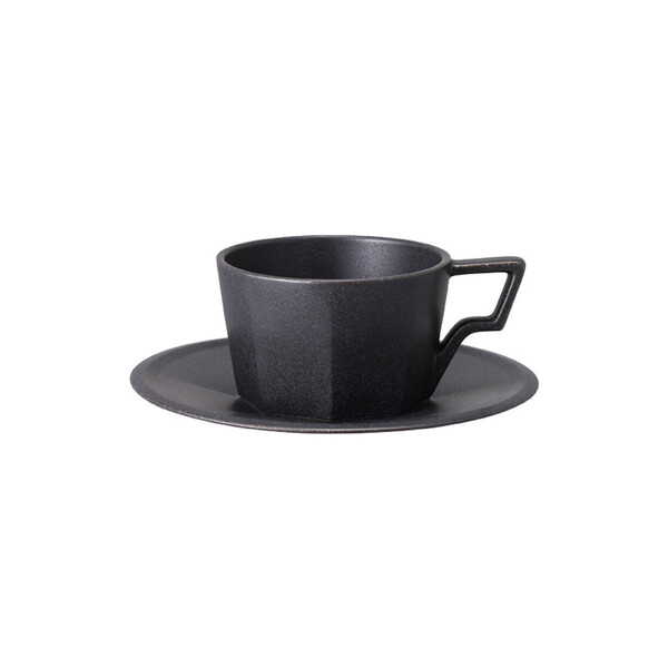 Kinto Oct Cup & Saucer 220ml Black