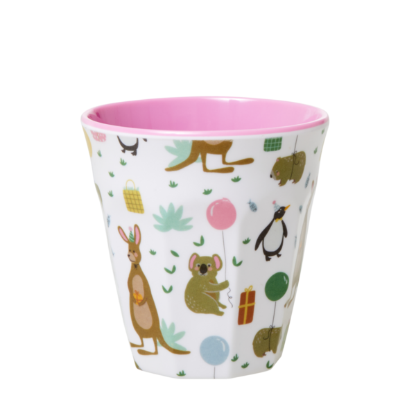 RICE Melamine Kids Cup with Party Animal Print Pink