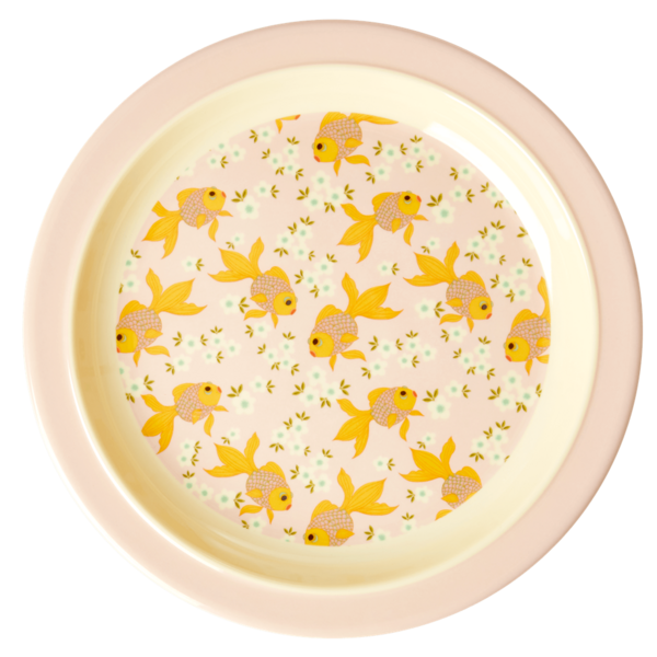 Rice Melamine Kids Lunch Plate with Goldfish Print