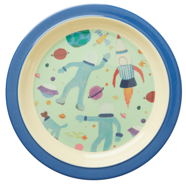 RICE Melamine Kids Lunch Plate Space Print
