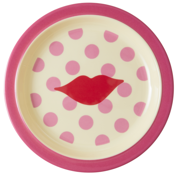 RICE Melamine Kids Lunch Plate with Kiss Print