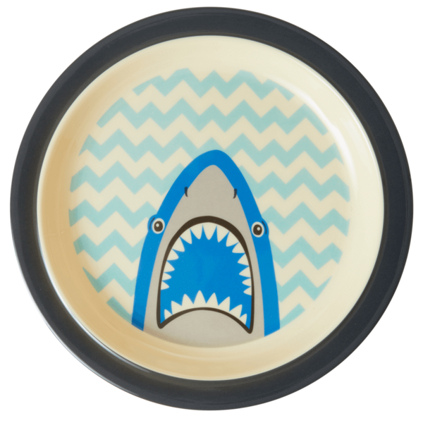 RICE Melamine Kids Lunch Plate with Shark Print