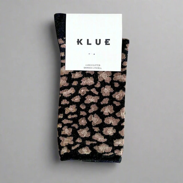 KLUE Glitter Lurex Socks Leopard black