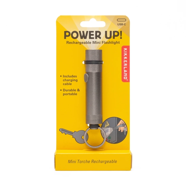 Kikkerland Rechargeable Mini Flashlight Silver