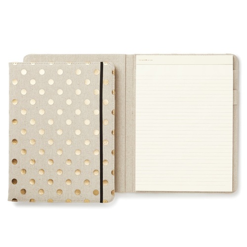 Kate Spade NEW YORK Gold Dot Notepad Folio Linen