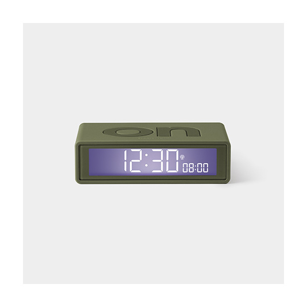 Lexon Flip Clock Reversible Alarm Clock - Khaki with RCC
