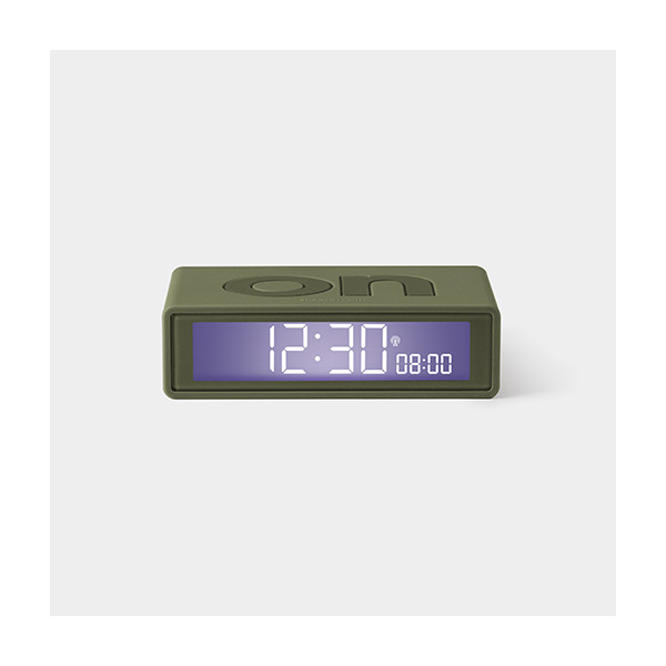Lexon Flip Clock Reversible Alarm Clock Khaki with RCC