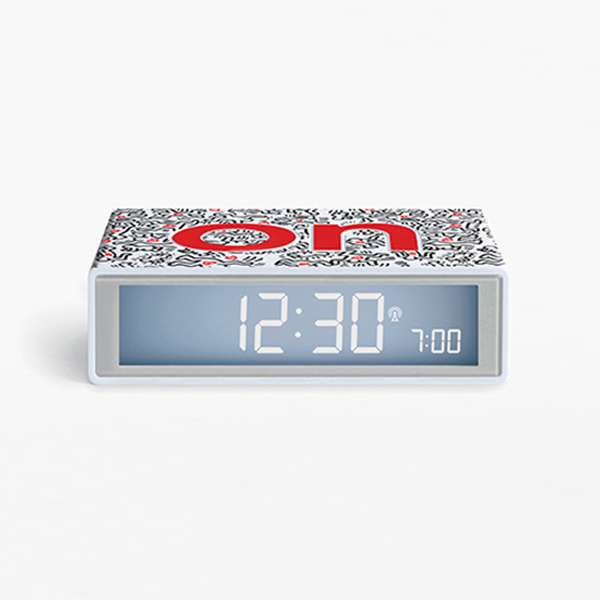 Lexon Flip Alarm Clock Keith Haring Love White