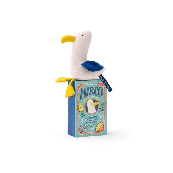moulin Roty Puce & Pilou Marco the seagull rattle in the box