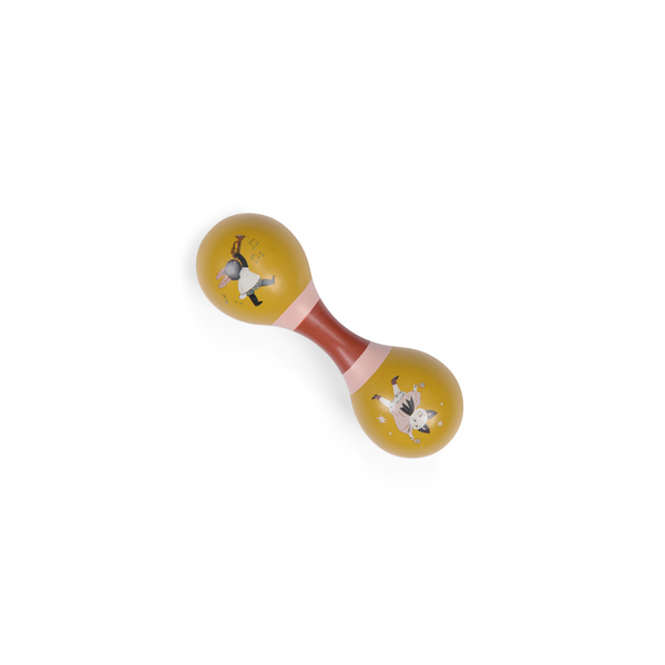 Moulin Roty Apres La Pluie Double Ended Maracas - mustard colour