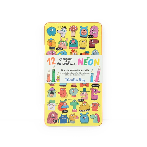 Moulin Roty Les Schmouks 12 Neon Colouring Pencils