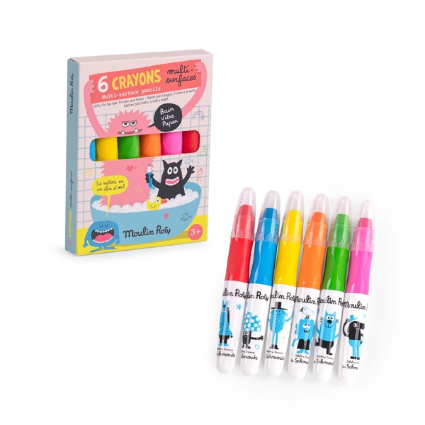Moulin Roty Les Schmouks 6 Multi Surface Crayons