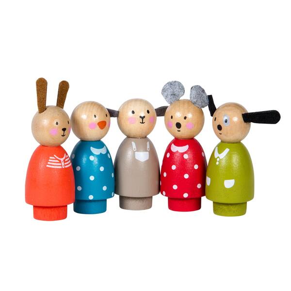 Moulin Roty La Grande Familie  5 Wooden Characters