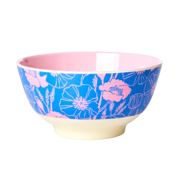 RICE Melamine Bowl with Poppies Love Print Medium