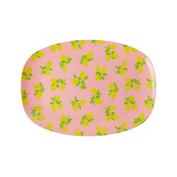 RICE Melamine Rectangular Plate Lemon Print Small