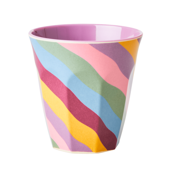 Rice Melamine Cup Funky Stripes Print Medium