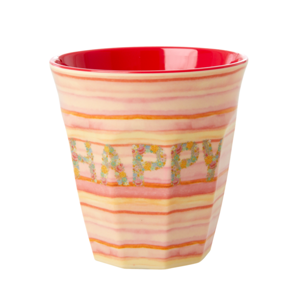RICE Melamine Cup Happy Pink Print Two Tone Medium