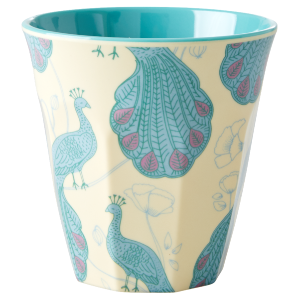 RICE Melamine Cup Two Tone Peacock Print