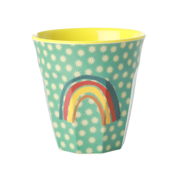RICE Melamine Cup Rainbow & Stars Print Two Tone Medium