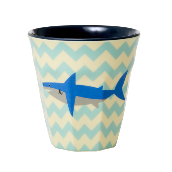 RICE Melamine Cup with Shark Print Two Tone Medium