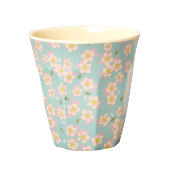 Rice Melamine Cup Small Flowers Print Blue