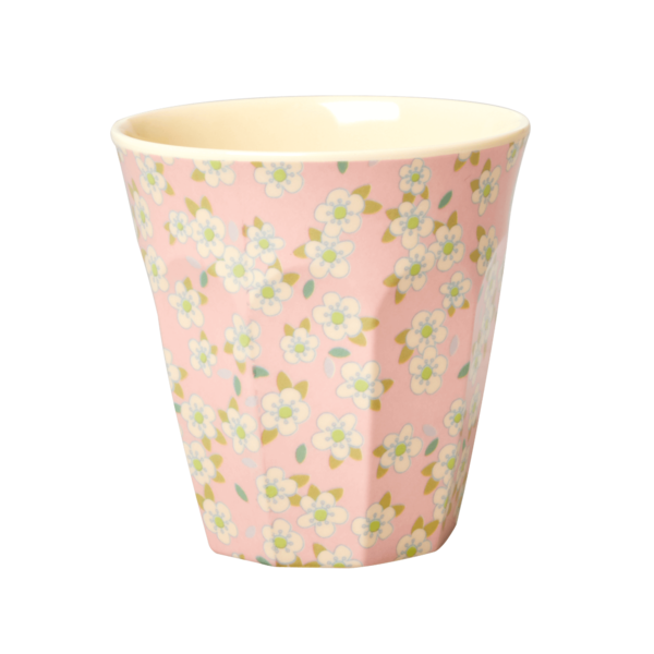 Rice Melamine Cup Small Flowers Print Pink