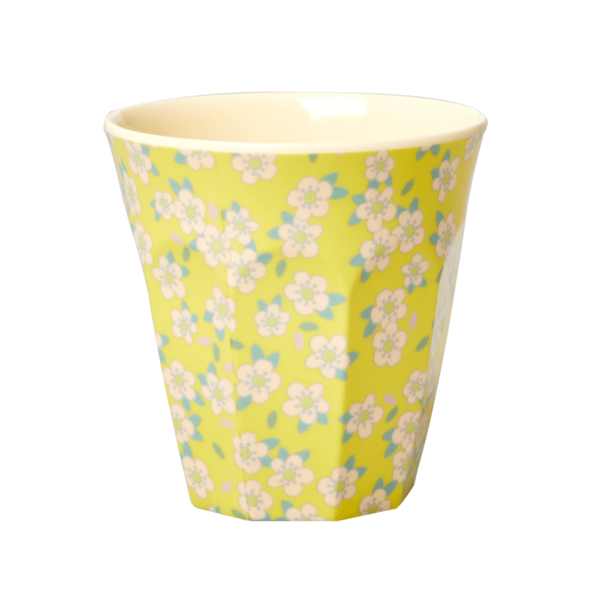 Rice Melamine Cup Small Flowers Print Yellow
