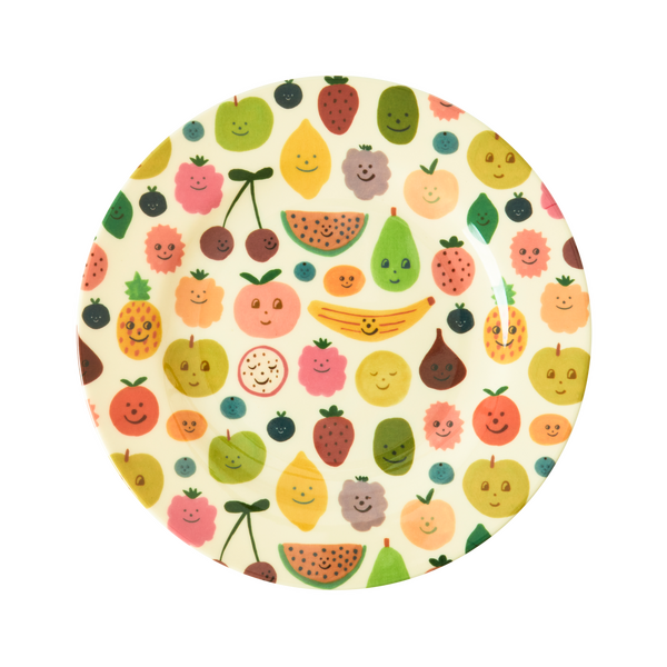 RICE Melamine Kid's Lunch Plate Happy Fruits 