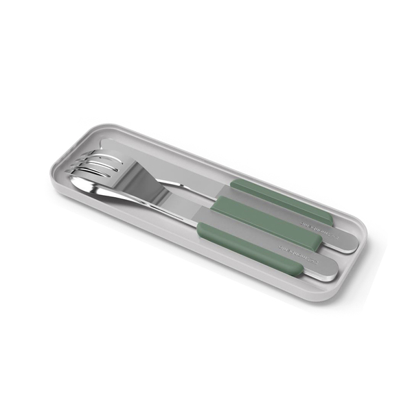 Monbento Mb Slim Box Cutlery Set Natural Green
