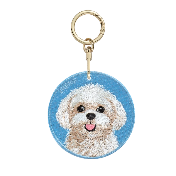 Emjour Embroidered Keychain - Maltese (Blue)
