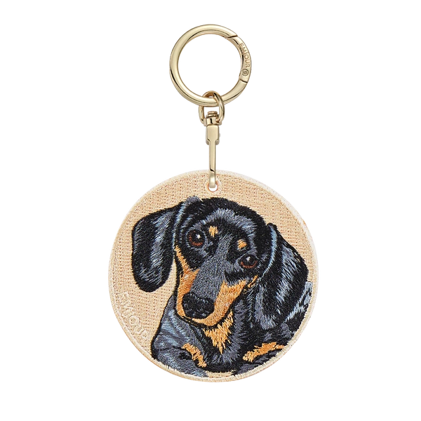 Emjour Embroidered Keychain - Black Dachshund