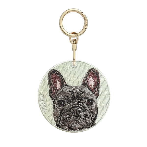 Emjour Embroidered Keychain -  Black French Bulldog