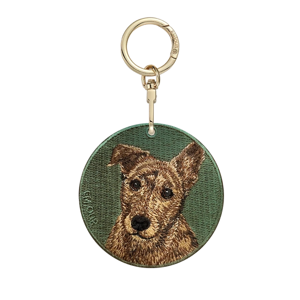 Emjour Embroidered Keychain -  Brindle Dog