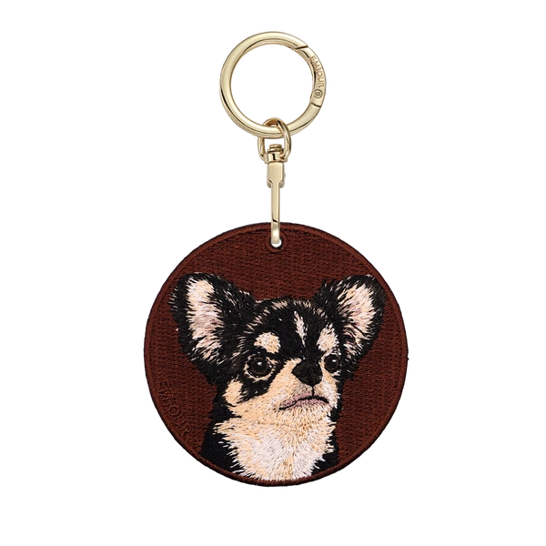 Emjour Embroidered Keychain -  Black and Tan Chihuahua