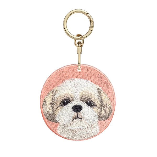 Emjour Embroidered Keychain -  Shih Tzu (Pink)