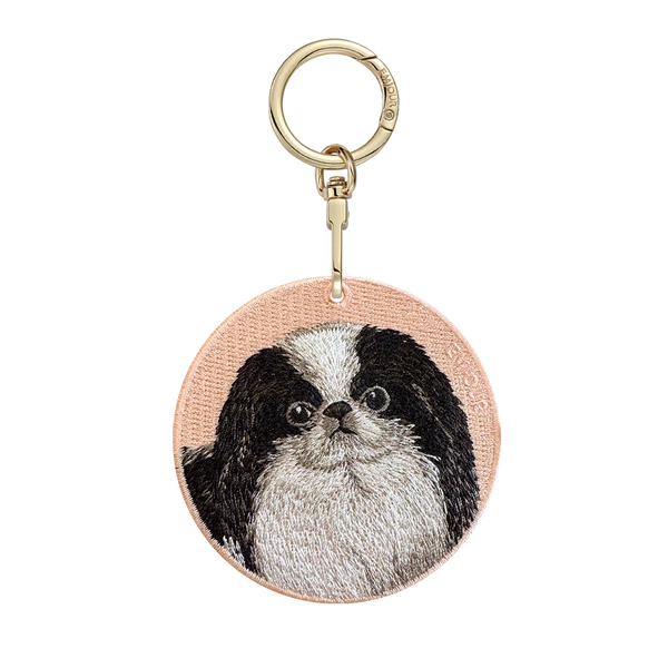 Emjour Embroidered Keychain -  Black and White Japanese Chin