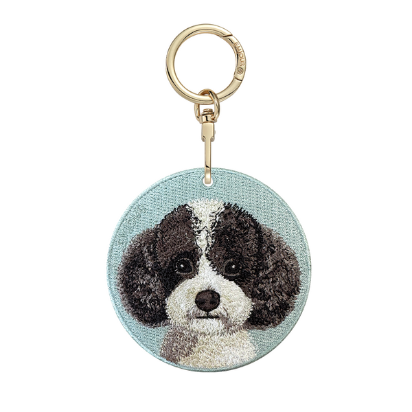 Emjour Embroidered Keychain - Black and White Poodle