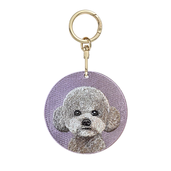 Emjour Embroidered Keychain -  Gray Poodle